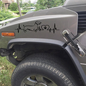 Dachshund  Cardiogram Car Decal