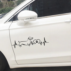 Dachshund  Cardiogram Car Decal