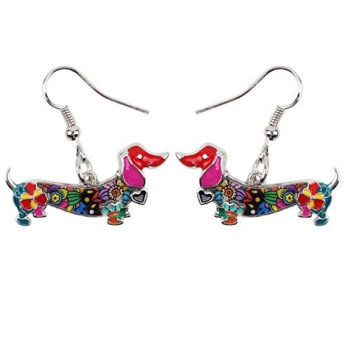 Dachshund Dog Dangle Earrings