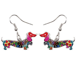 Dachshund Dog Dangle Earrings