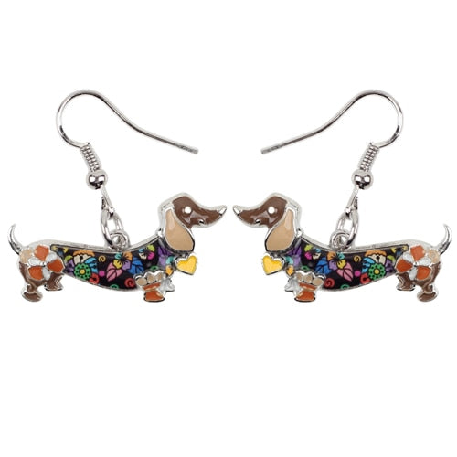 Dachshund Dog Dangle Earrings