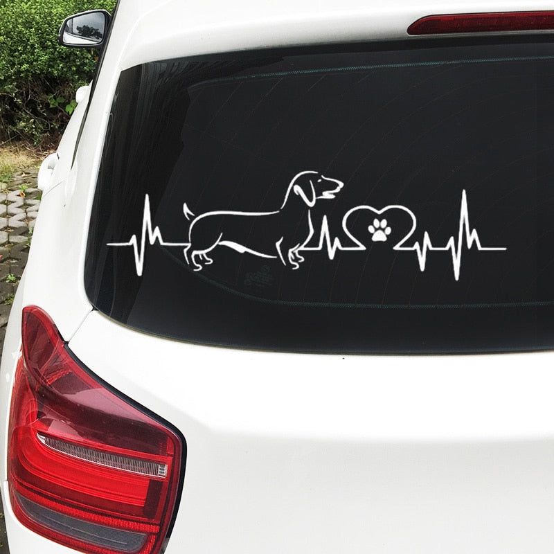 Dachshund  Cardiogram Car Decal